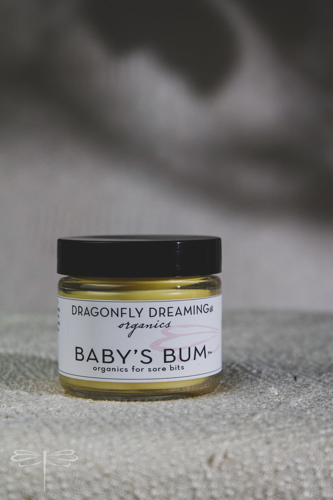 Pictured here, Baby's Bum Calendula Salve by Dragonfly Dreaming Organics