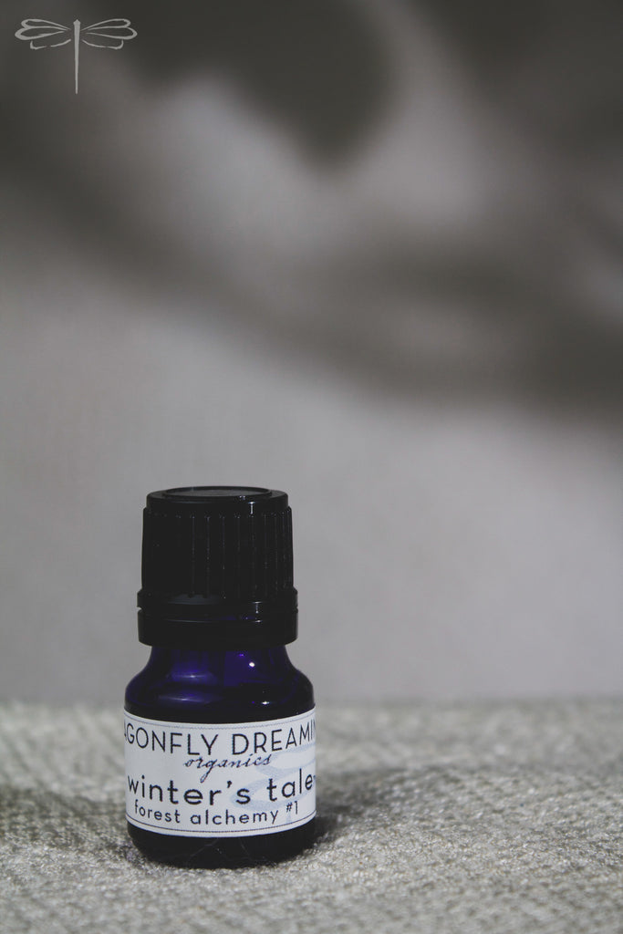 Pictured here, Forest Alchemy #1 Winter's Tale Essential Oil Blend by Dragonfly Dreaming Organics