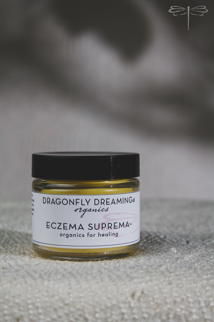 Pictured here, Eczema Suprema Calendula Salve by Dragonfly Dreaming Organics