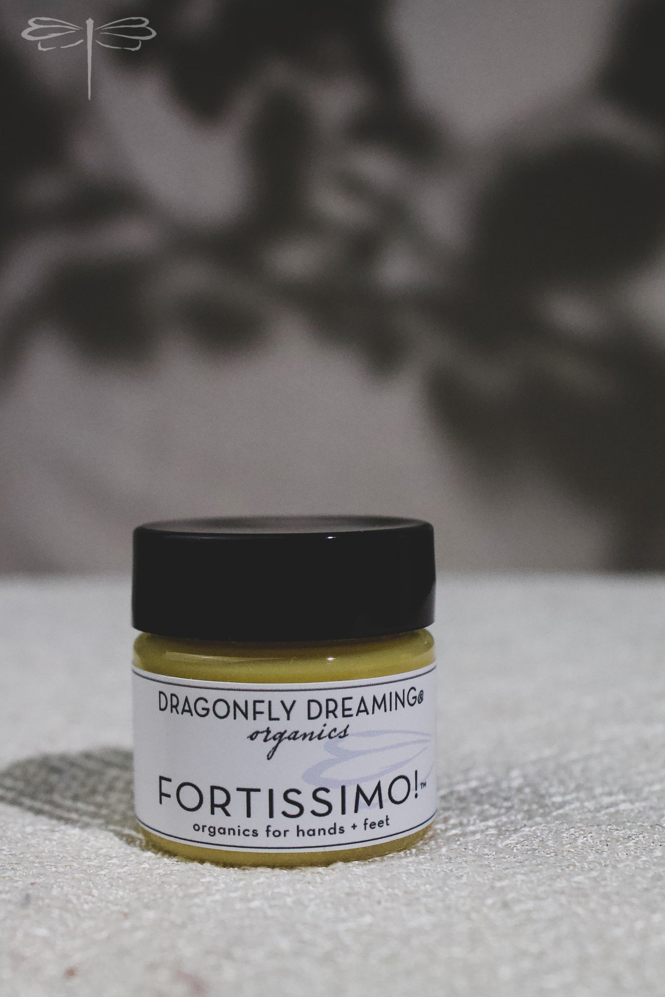 Pictured here, 18mL Fortissimo Serious Salve by Dragonfly Dreaming Organics